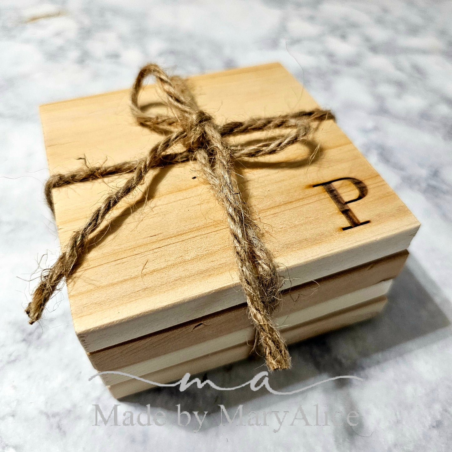 Wood Coaster with Initial